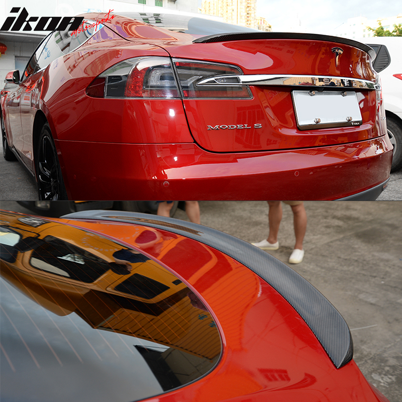 2012-2016 Tesla Model S Front Bumper Lip & OE Trunk Spoiler CF
