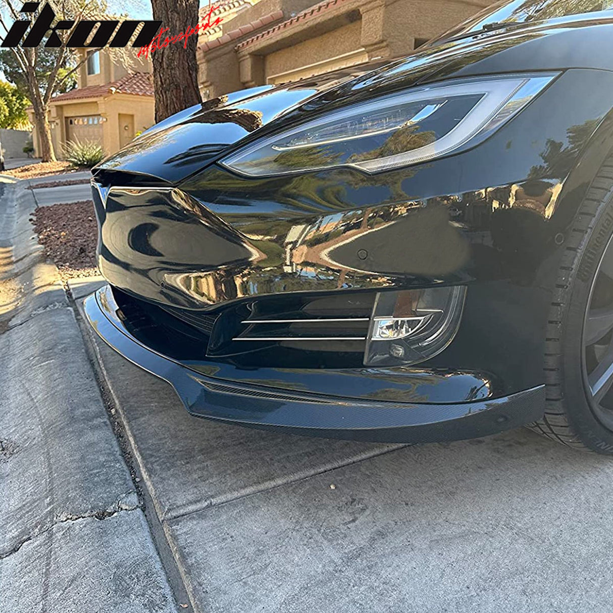 2017-2020 Tesla Model S IKON Style Front Bumper Lip Carbon Fiber