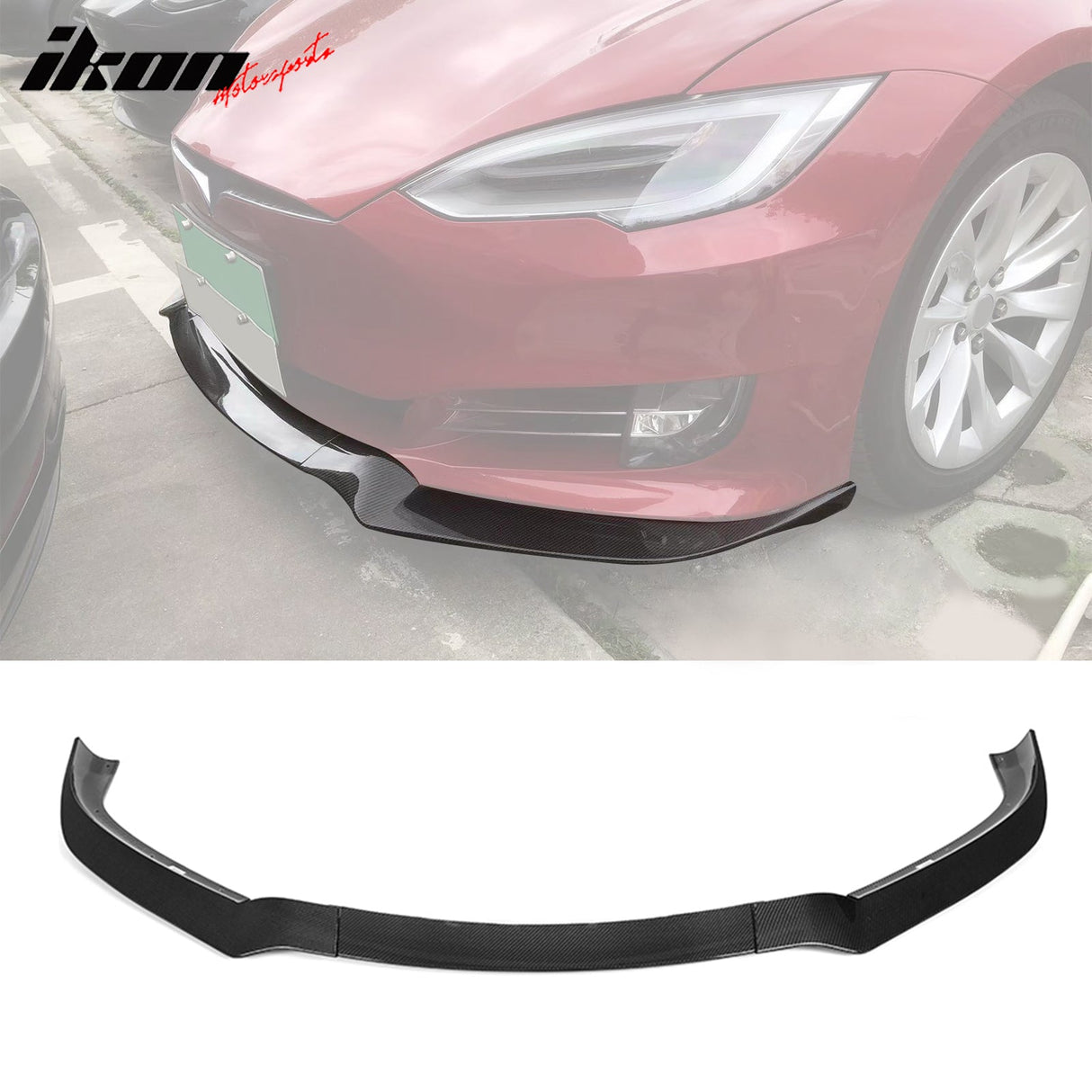 2017-2021 Tesla Model S Track Pack Carbon Fiber 3PC Front Bumper Lip