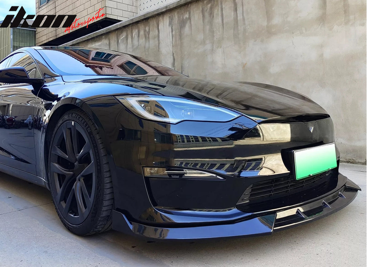2021-2024 Tesla Model S IK Style 3PCS Front Bumper Lip Painted PP
