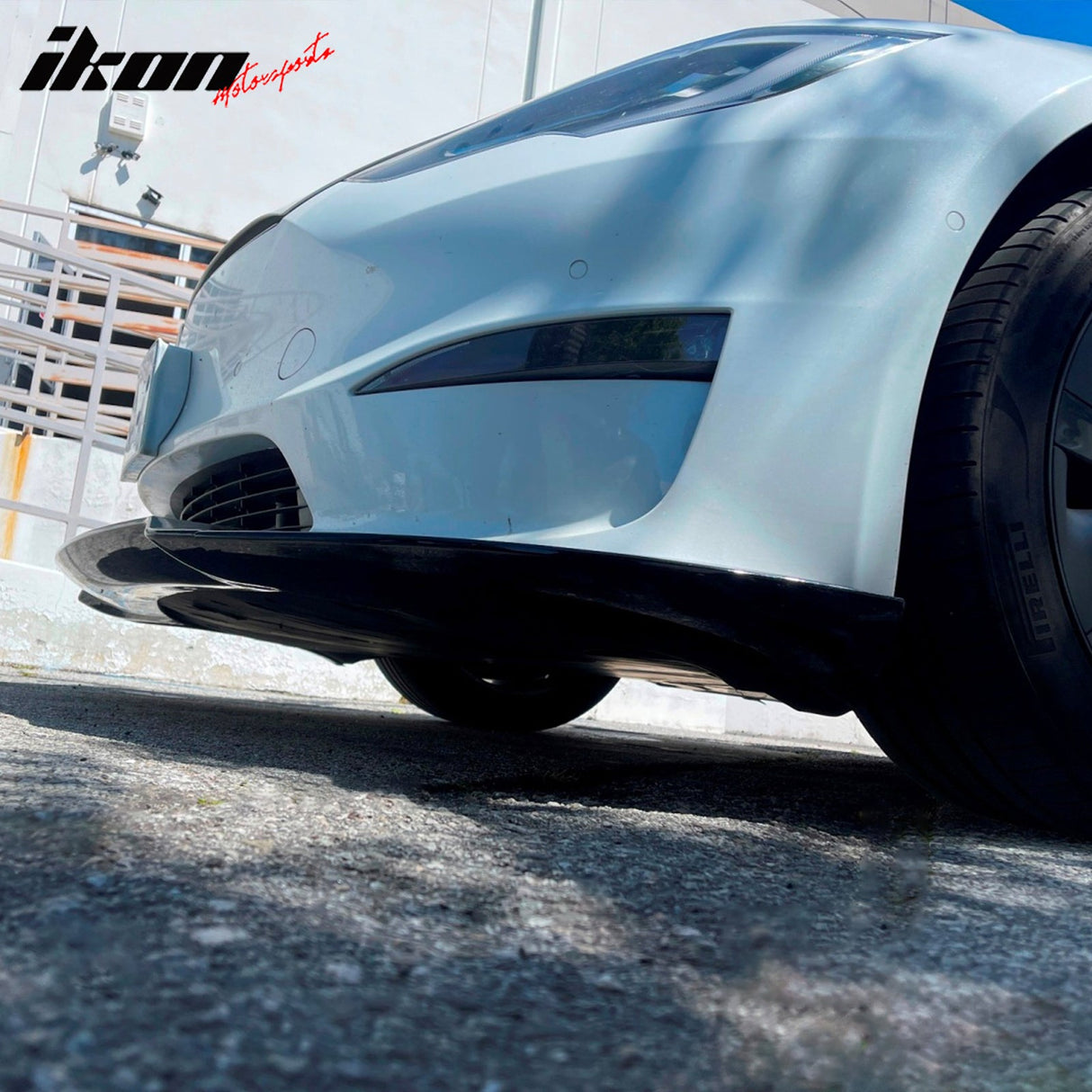 2021-2025 Tesla Model S Track Pack Style Front Bumper Lip Gloss Black