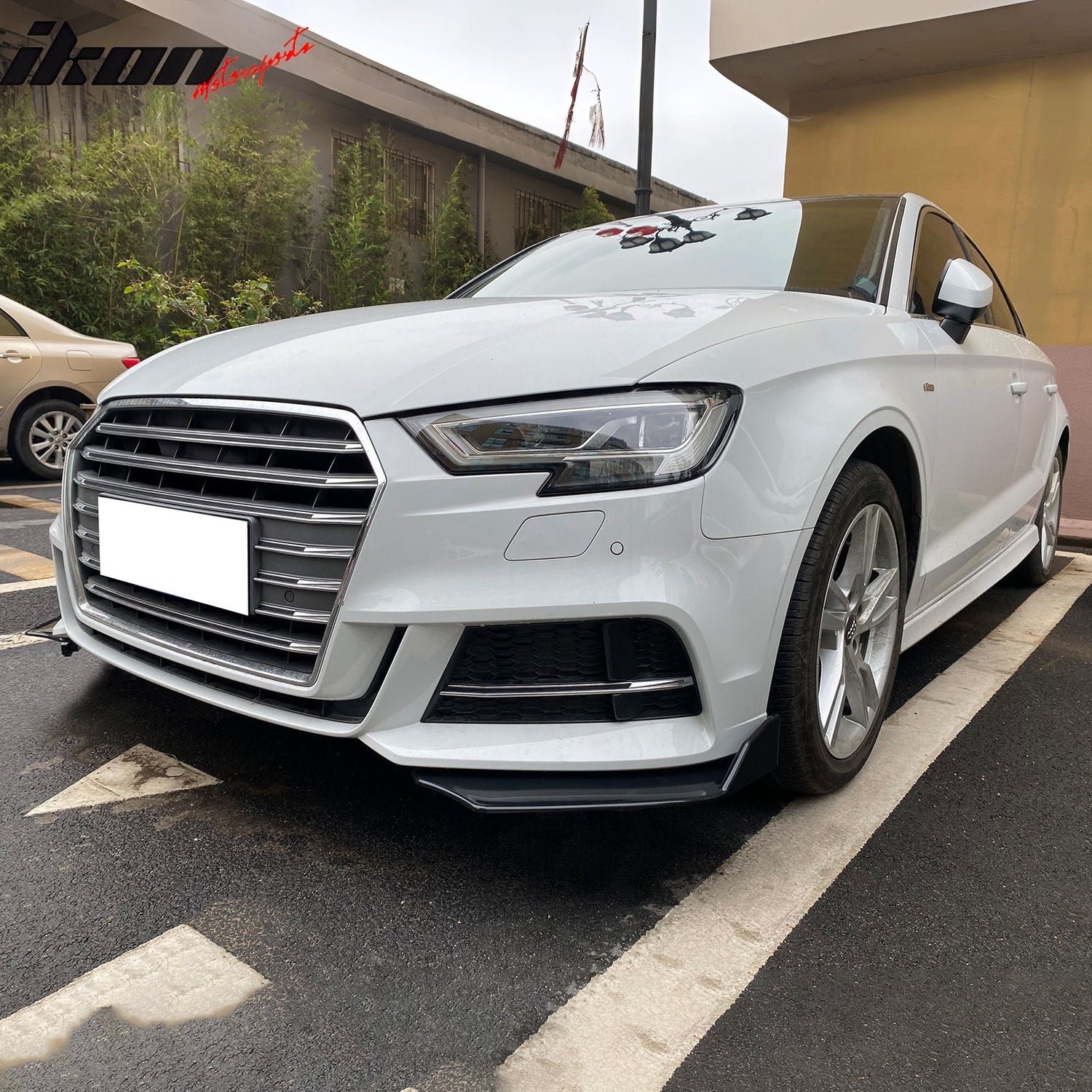 Universal V3 Style Unpainted 2PC Front Bumper Lip Spoiler Splitter PU