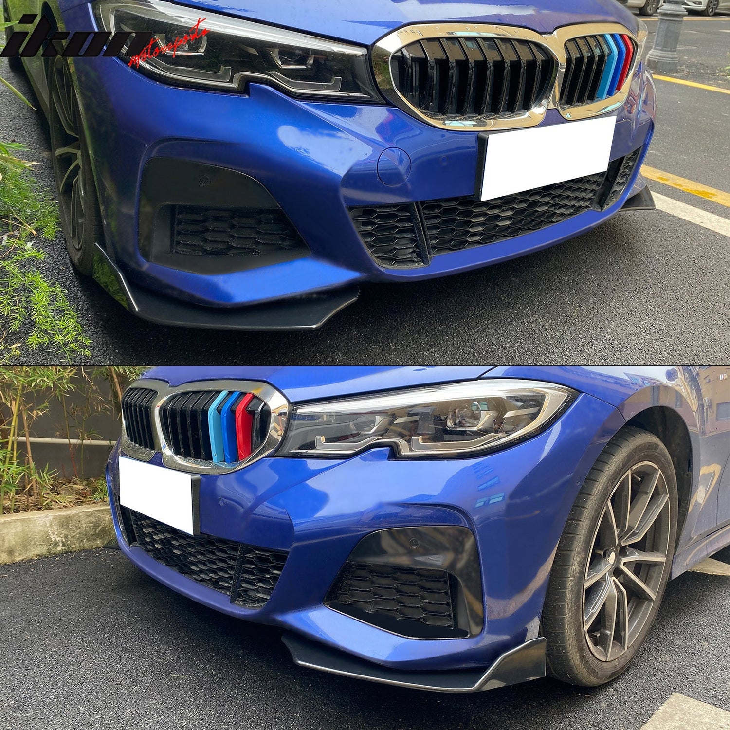Universal V3 Style Unpainted 2PC Front Bumper Lip Spoiler Splitter PU