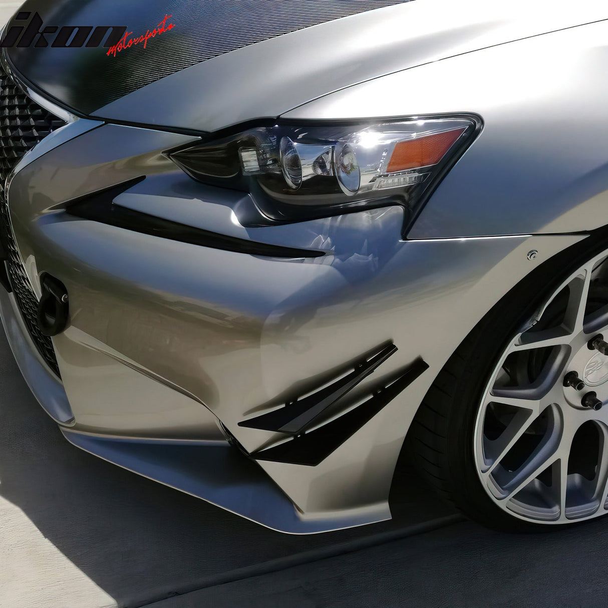 Universal 4PC Carbon Fiber Print Canards PU Front Bumper Lip Splitter