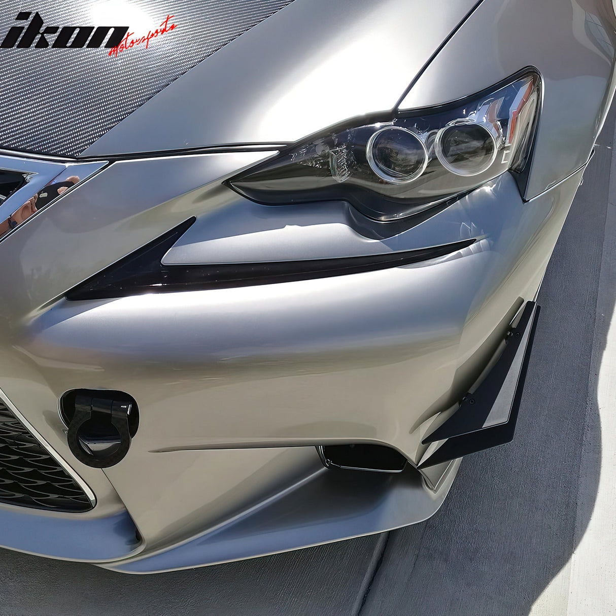 Universal 4PC Carbon Fiber Print Canards PU Front Bumper Lip Splitter