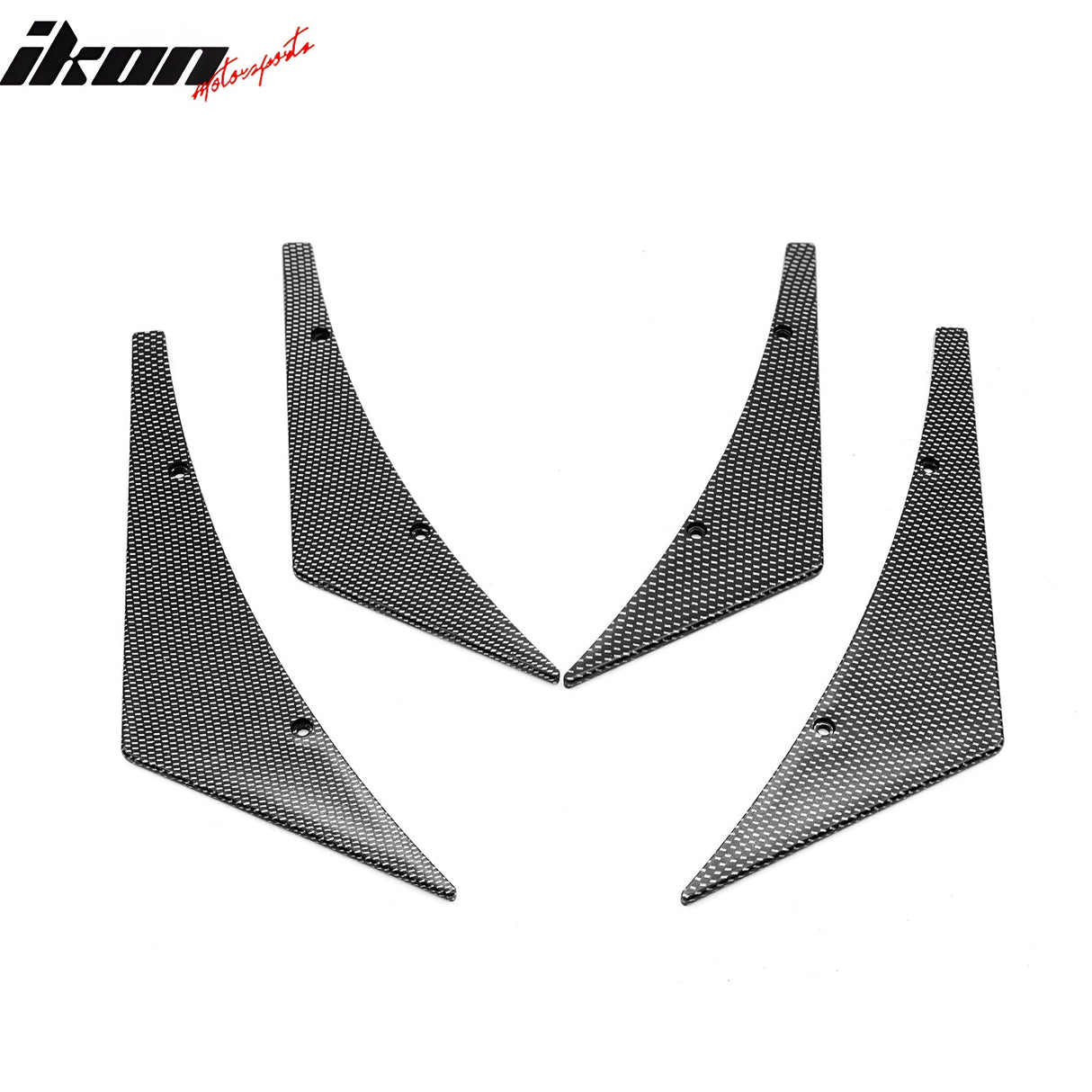 Universal 4PC Carbon Fiber Print Canards PU Front Bumper Lip Splitter