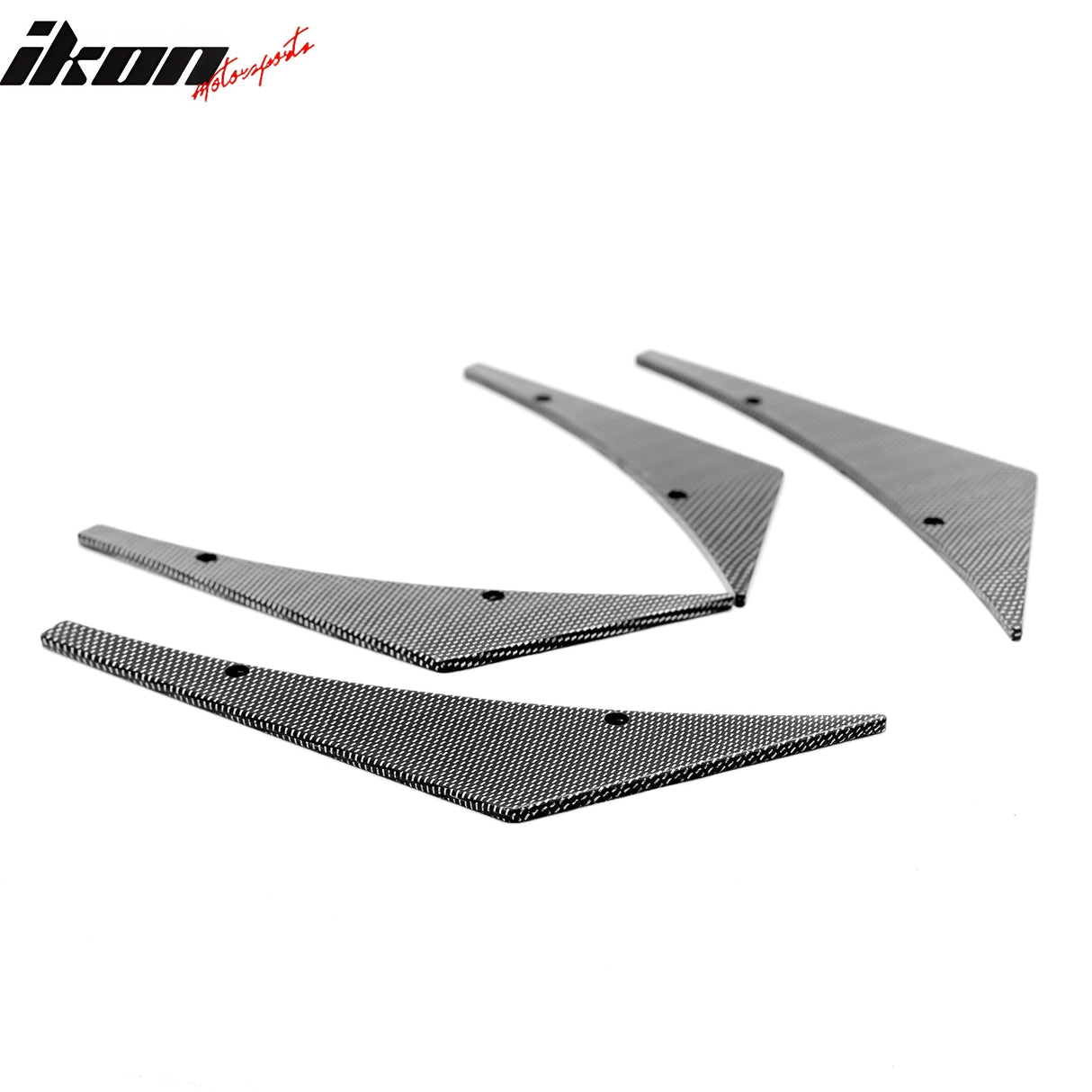 Universal 4PC Carbon Fiber Print Canards PU Front Bumper Lip Splitter