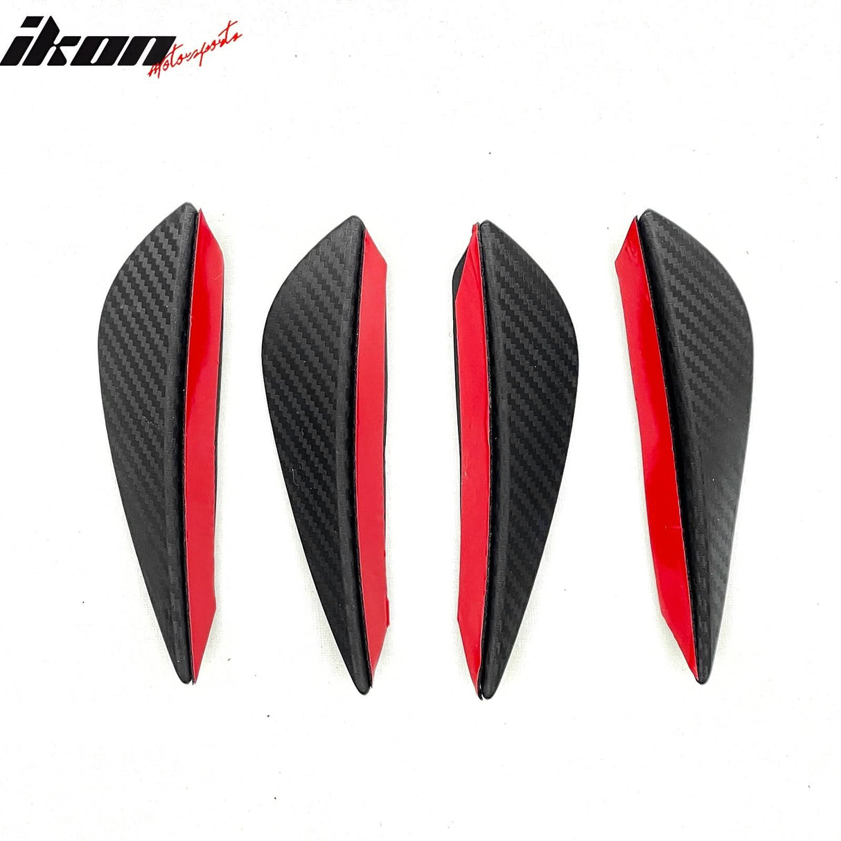 Universal 4PC Black Carbon Fiber Print Front Lip Splitter Canards Fin