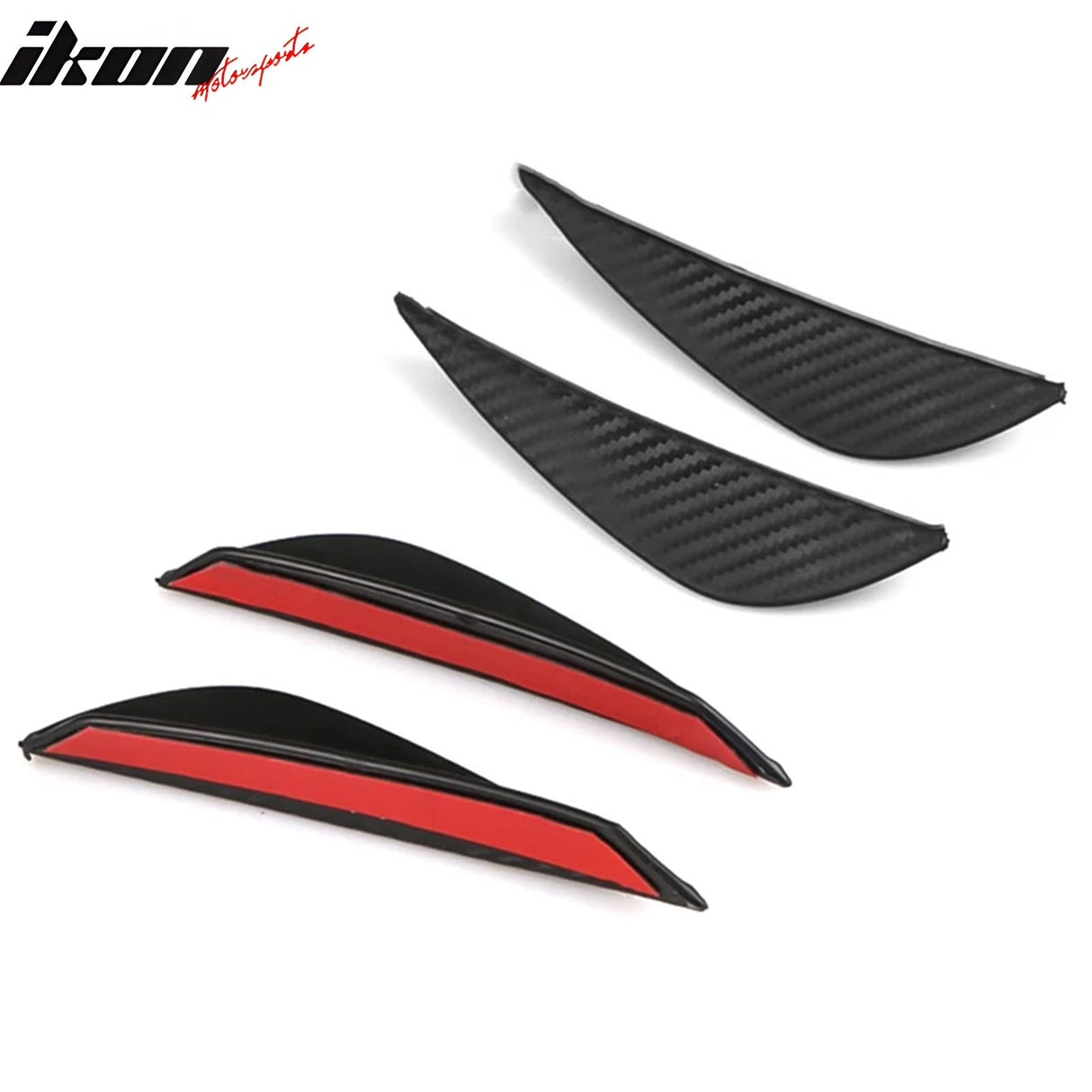 Universal 4PC Black Carbon Fiber Print Front Lip Splitter Canards Fin