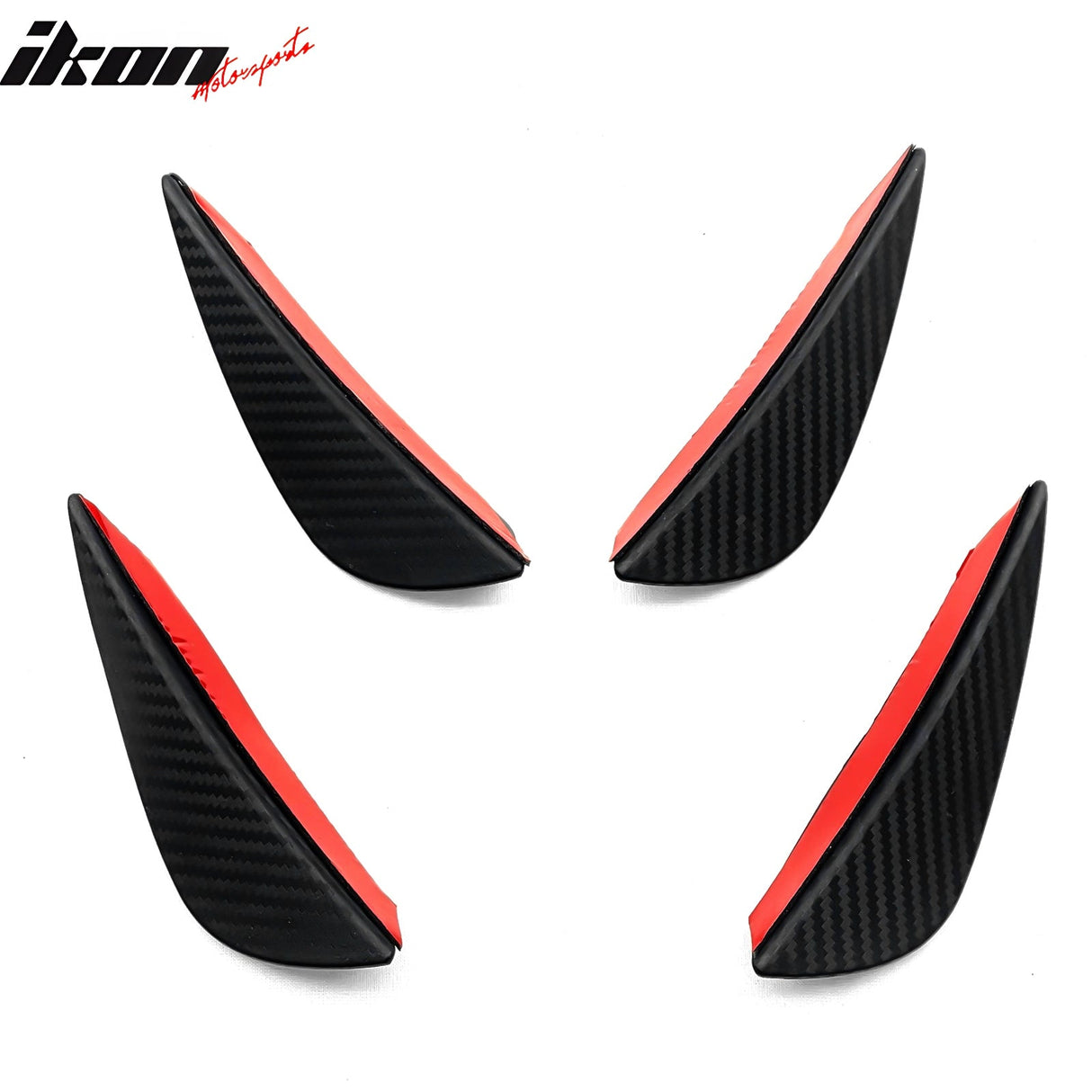 Universal 4PC Black Carbon Fiber Print Front Lip Splitter Canards Fin