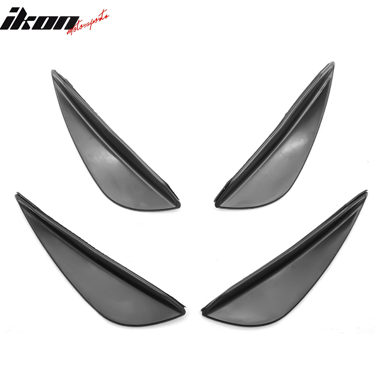 Universal 4PC Black Carbon Fiber Print Front Lip Splitter Canards Fin
