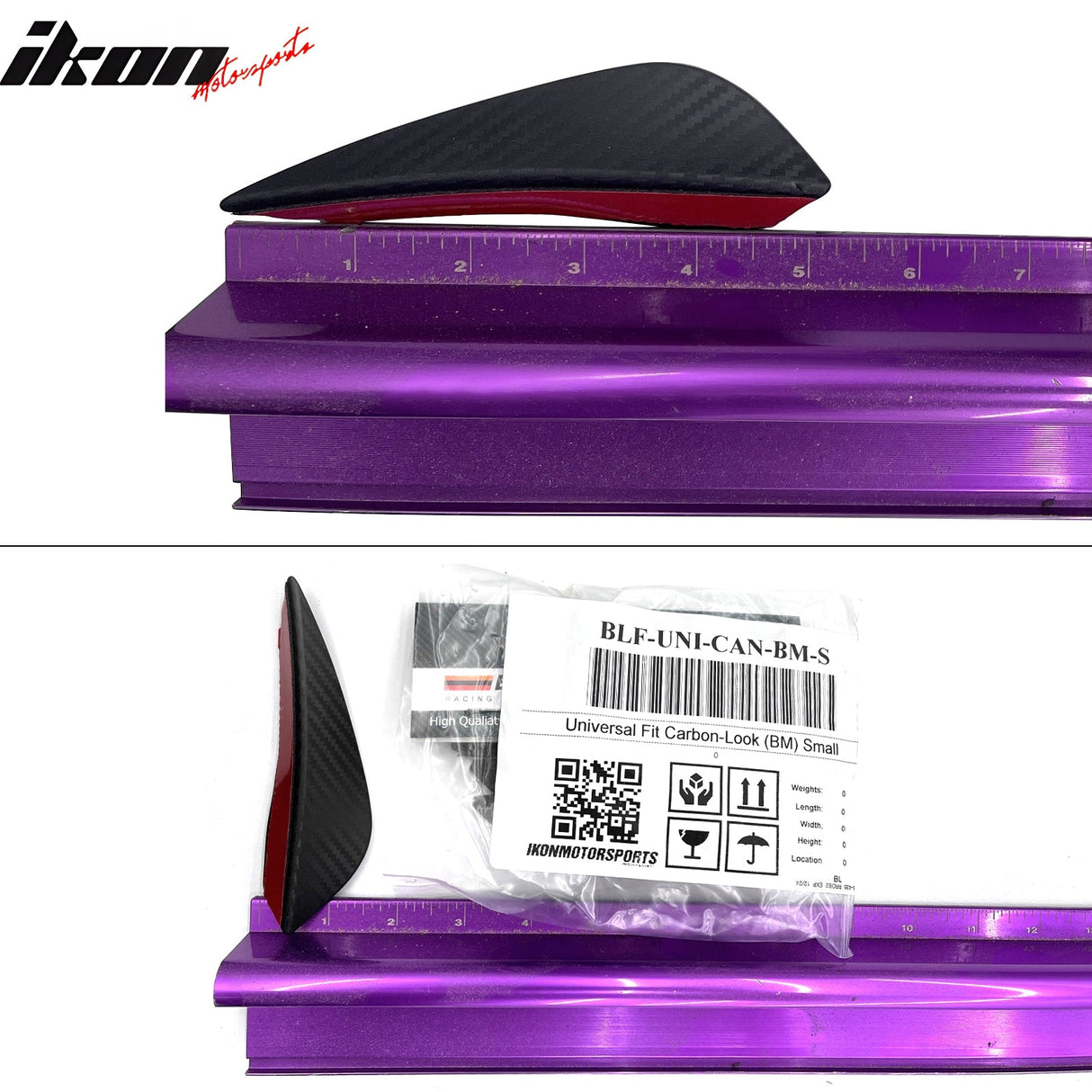 Universal 4PC Black Carbon Fiber Print Front Lip Splitter Canards Fin