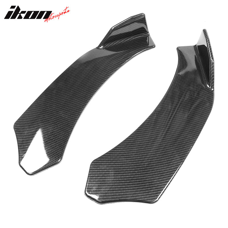 Universal 2PC Carbon Fiber Print Front Bumper Lip Splitter