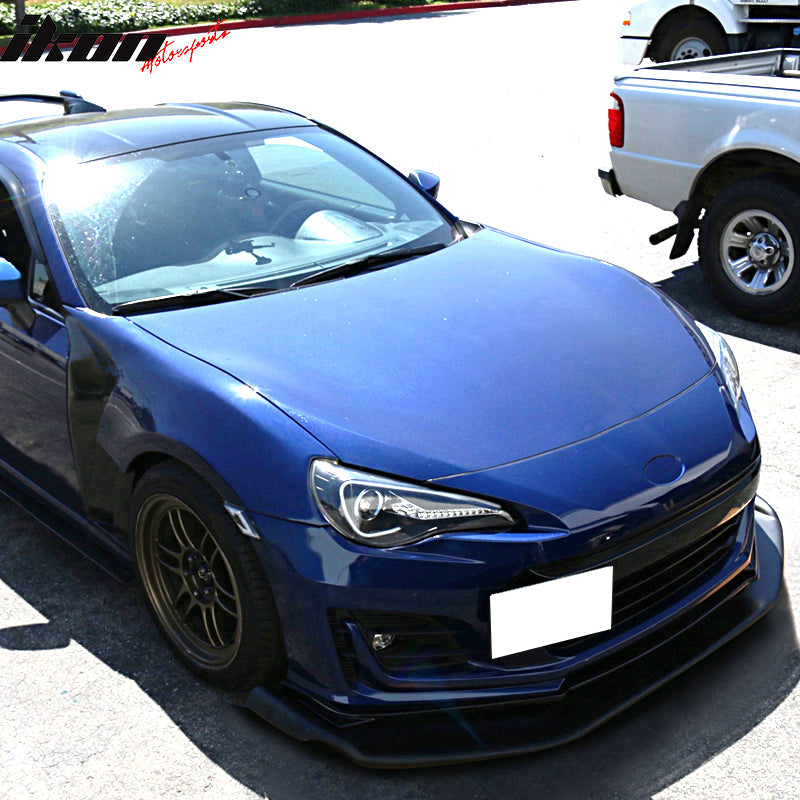 Universal RB 68x20in PP Front Bumper Lip & CF Splitter Rod