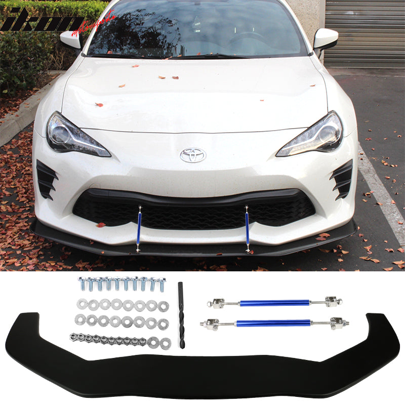 Fits 13-20 Toyota 86 Front Splitter w/ Hardware Matte & Blue Rods