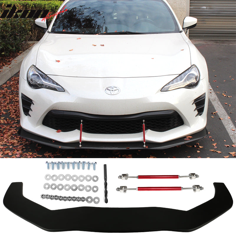 Fits 13-20 Toyota 86 Front Splitter w/ Hardware Matte & Red Rods