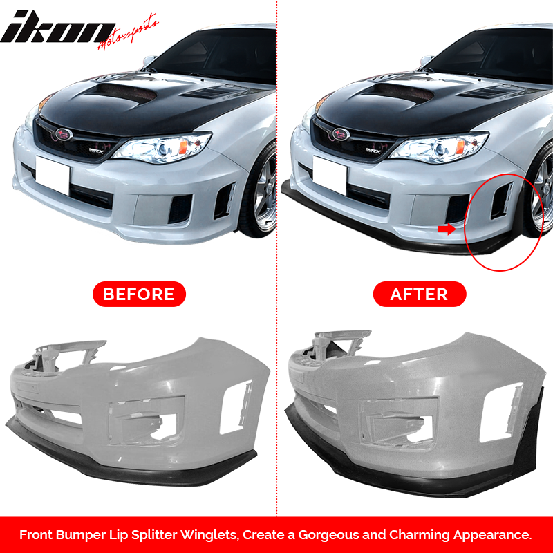 2011-2014 Subaru WRX STI V6 Front Bumper Splitters Winglets PU 2PCS