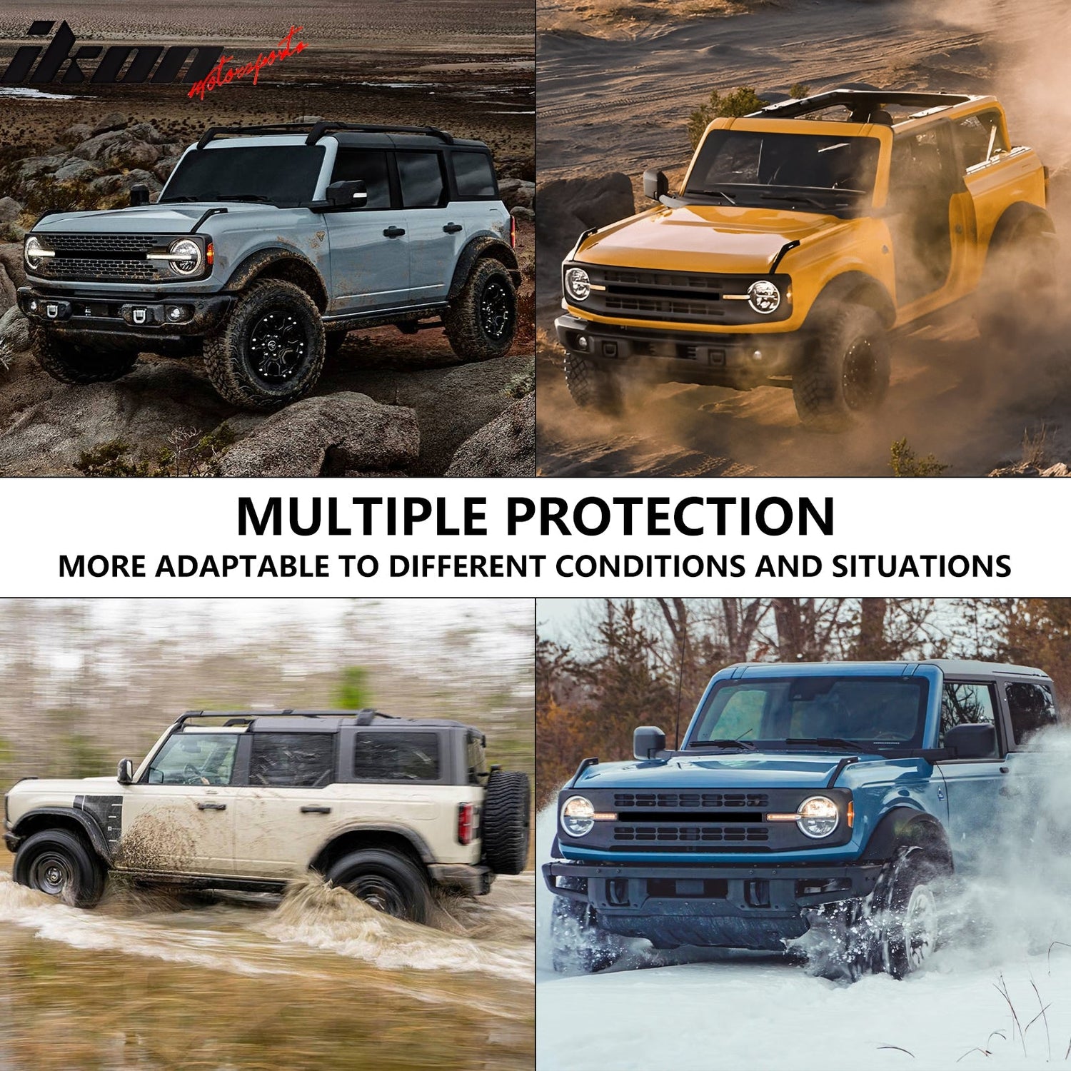 2021-2025 Ford Bronco Black 4PCS Front Rear Mud Flaps Splash Guards