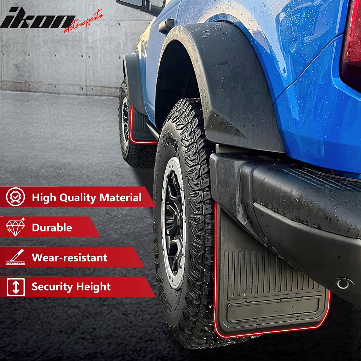 2021-2025 Ford Bronco Black 4PCS Front Rear Mud Flaps Splash Guards