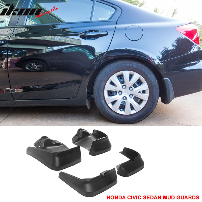2012-2014 Honda Civic 4Pc 4Dr OE Style Mud Guard Splash Flap Fender PU