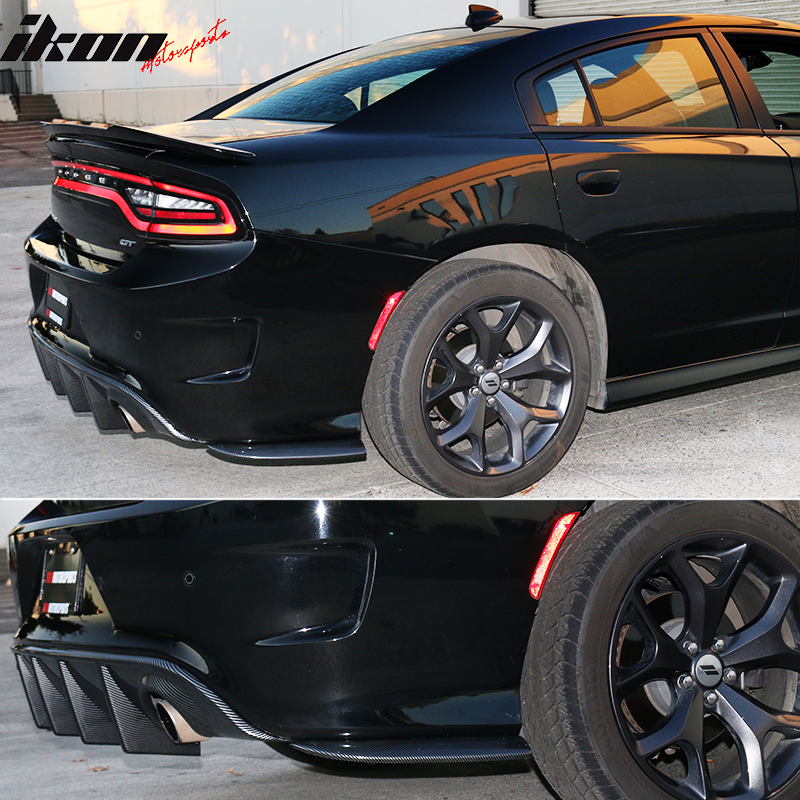 2015-2023 Dodge Charger CF Print Rear Bumper Lip Side Apron Spat 2PC