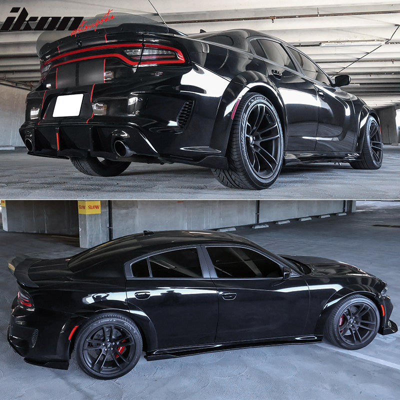 2020-2023 Dodge Charger IKON Matte Black Rear Bumper Side Apron PP