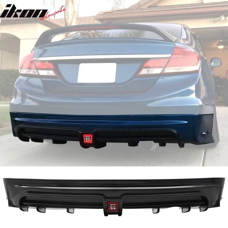 Fits 13-15 Honda Civic Mugen RR Rear Bumper Lip W/ LED Brake Light