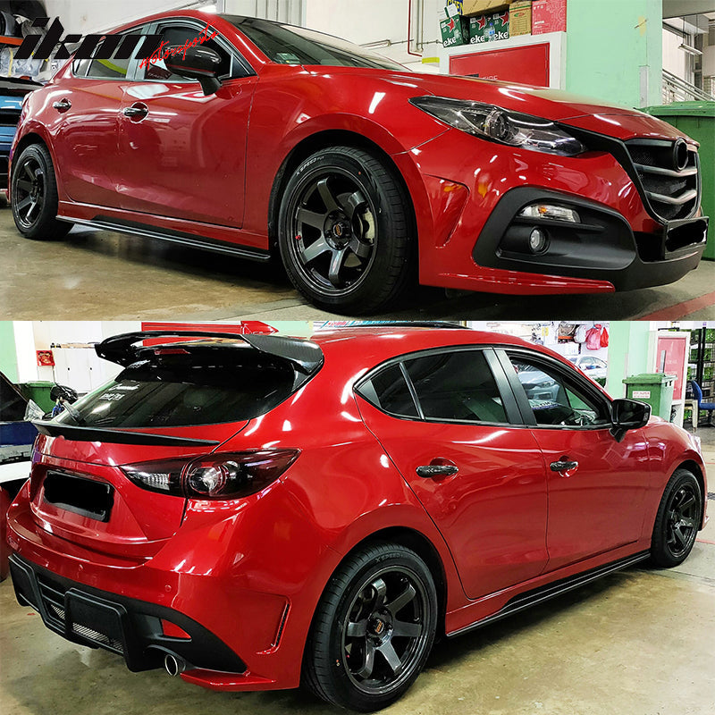 2014-2018 Mazda 3 K-Style Unpainted Black Side Skirts ABS
