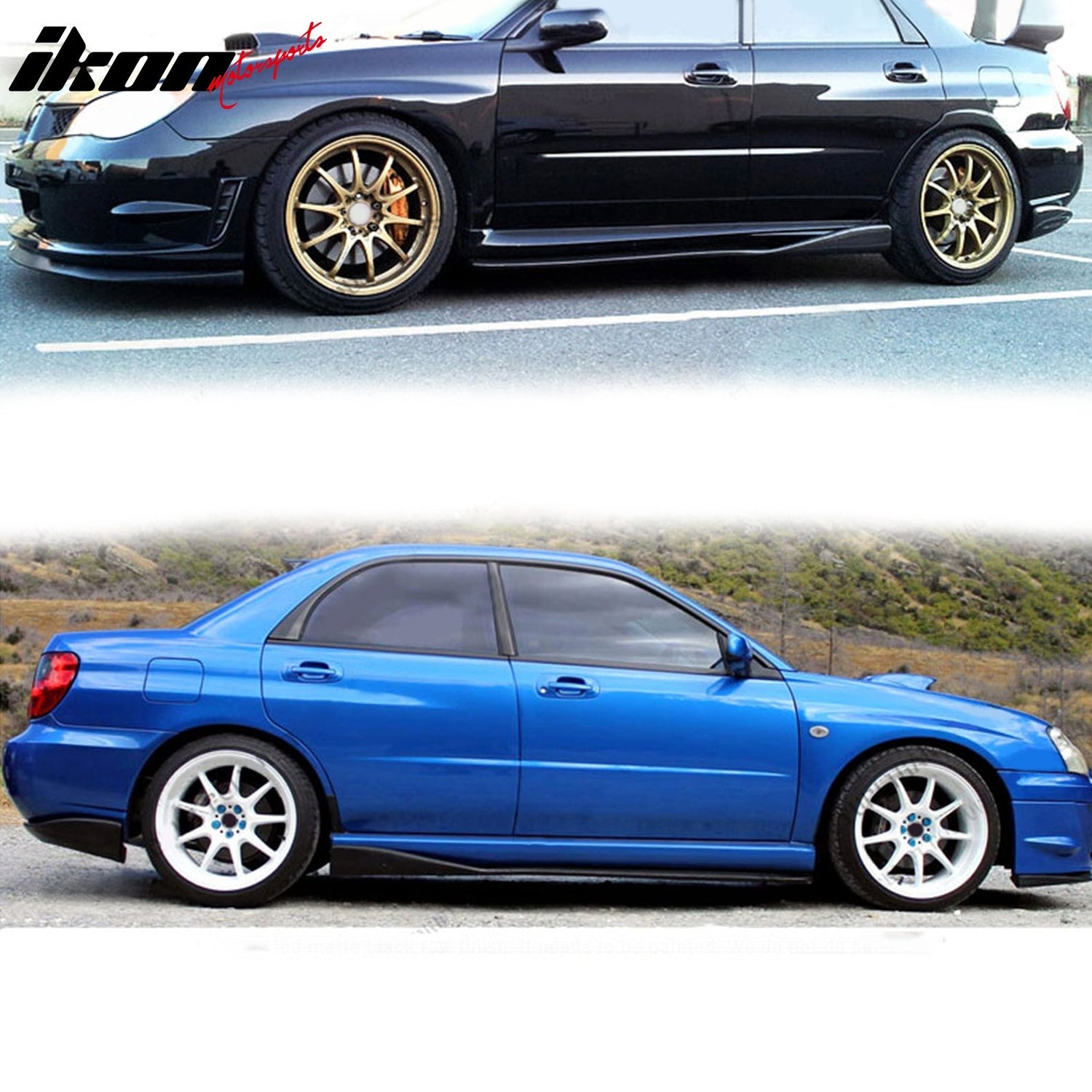 Side Skirts 70" x 5" CS Style PU Unpainted Black Rocker Panel Splitter