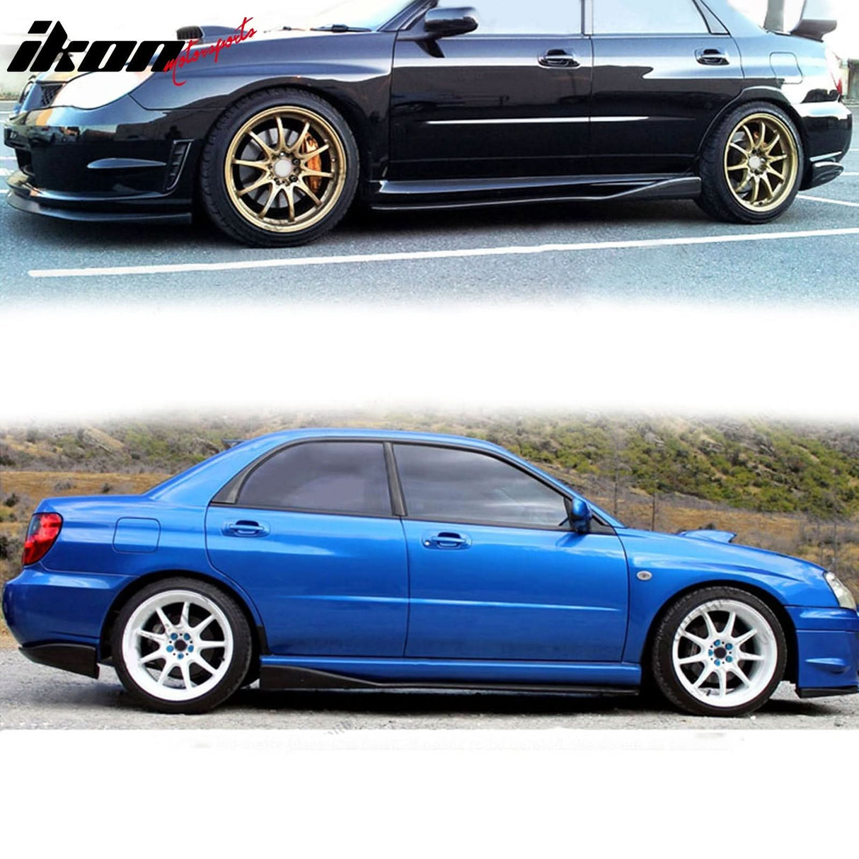 Side Skirts 70" x 5" CS Style PU Unpainted Black Rocker Panel Splitter