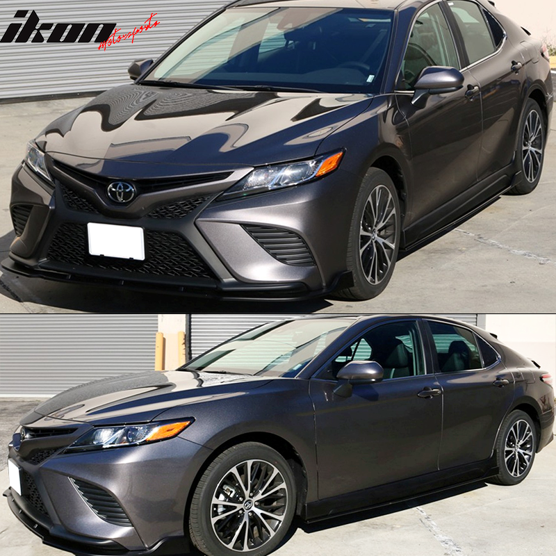 2018-2024 Toyota Camry IKON Style Matte Black PP Side Skirts Extension