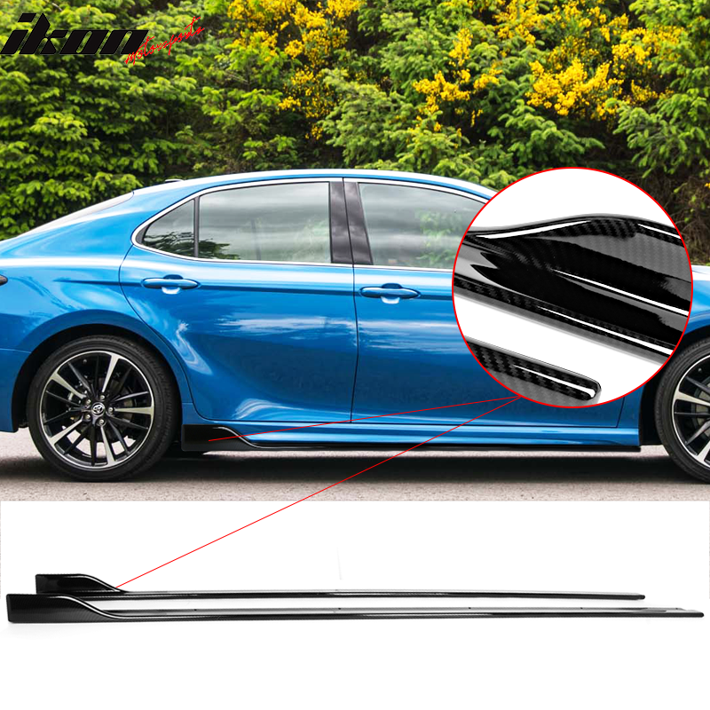 2018-2024 Toyota Camry Matte Black Side Skirt & CF Print Rocker Panel