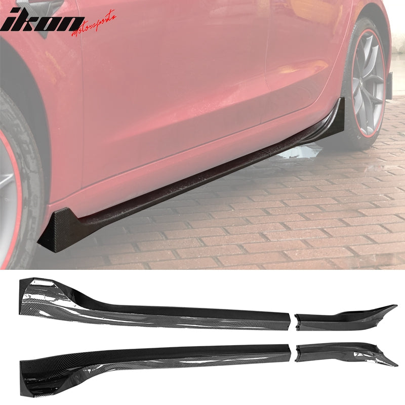2017-2022 Tesla Model 3 IKON Style Side Skirts Rocker Panel ABS 4PC