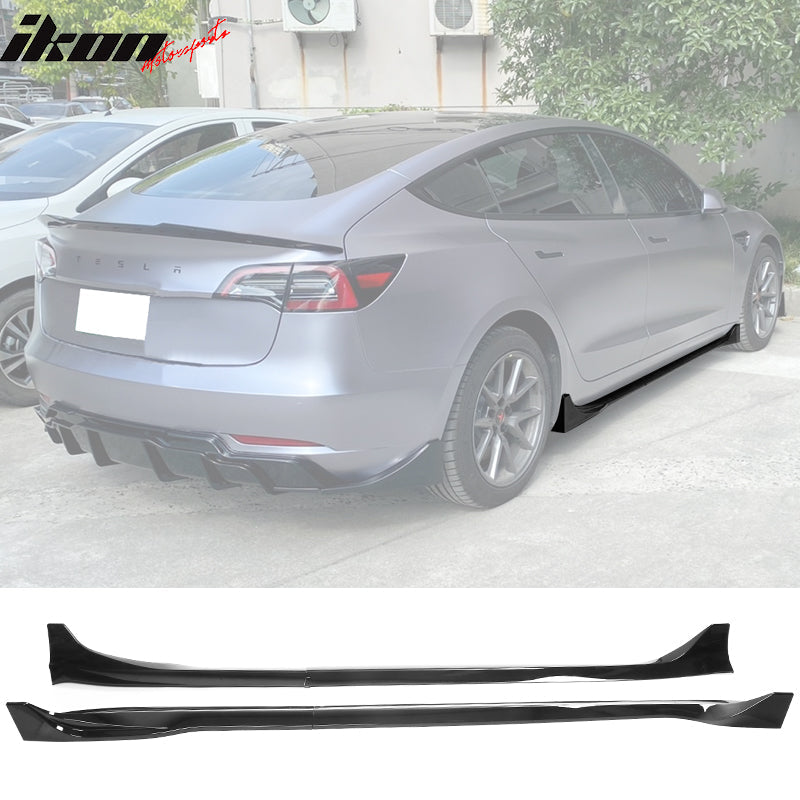 2017-2022 Tesla Model 3 IKON Style Side Skirts Rocker Panel ABS 4PC