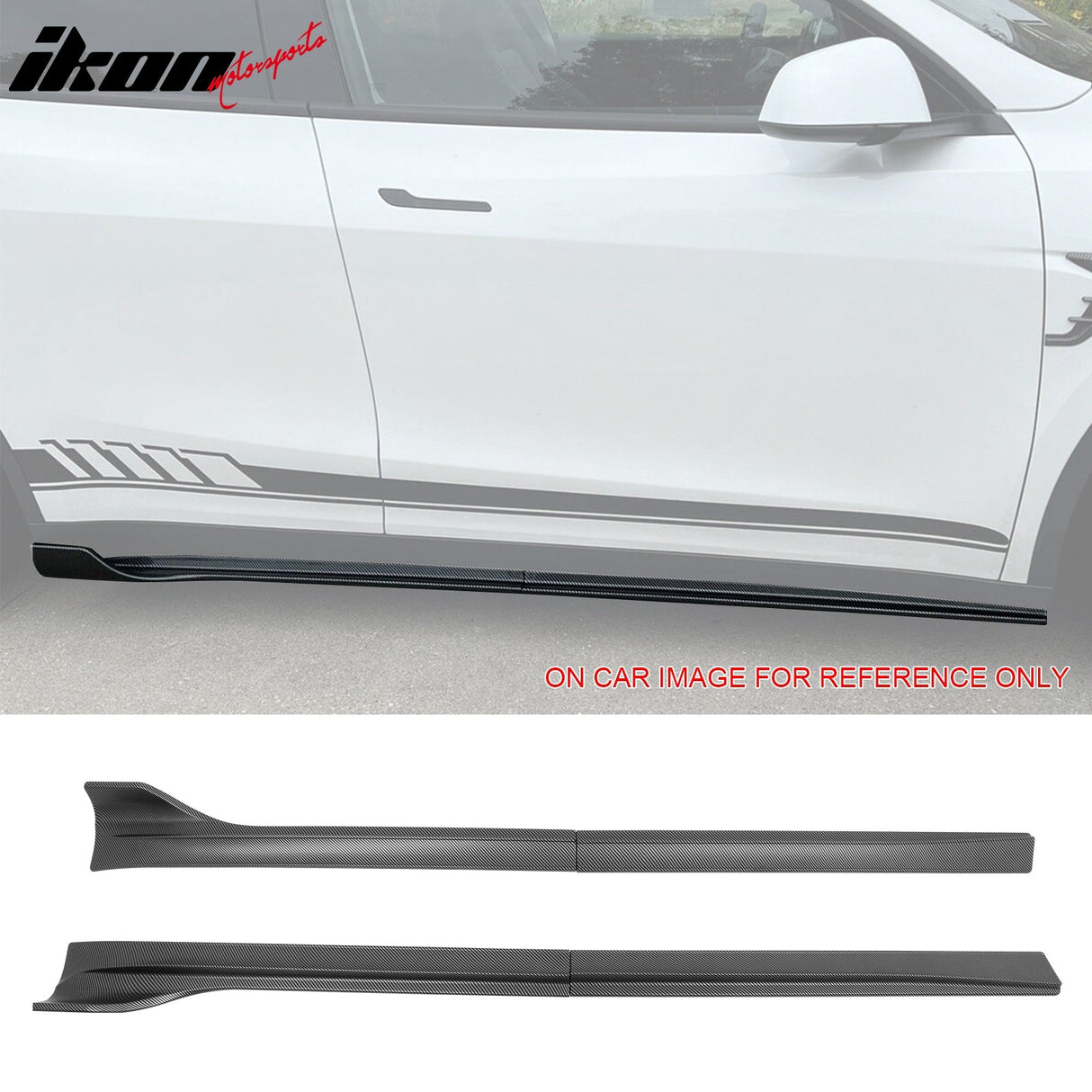 2020-2024 Tesla Model Y V3 Side Skirts Matte Carbon Fiber Print ABS