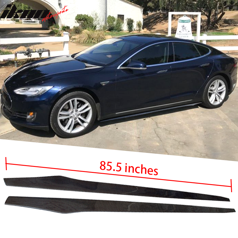 2012-2025 Tesla Model S Flat Bottom Line Lip CF Side Skirt Extension