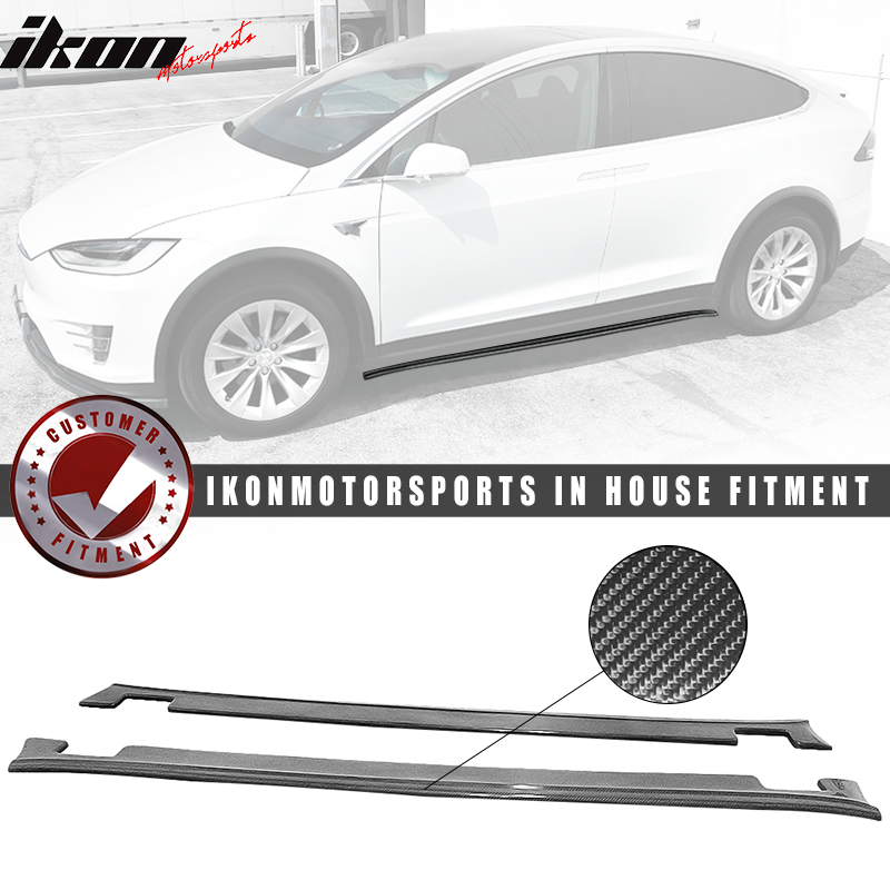 2016-2020 Tesla Model X MX Style Side Skirts Extensions Carbon Fiber