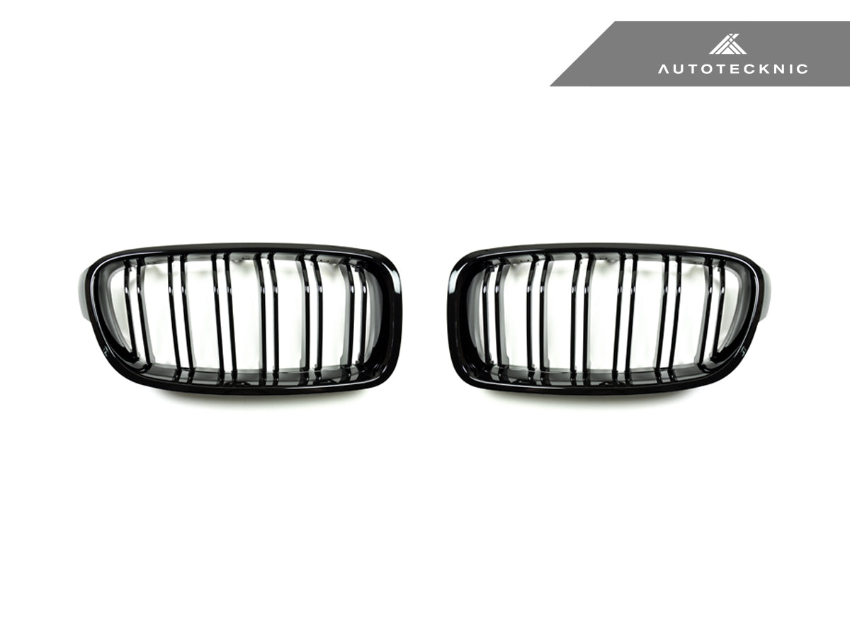 AutoTecknic Dual-Slats Gloss Black Front Grille Set - F30 3-Series