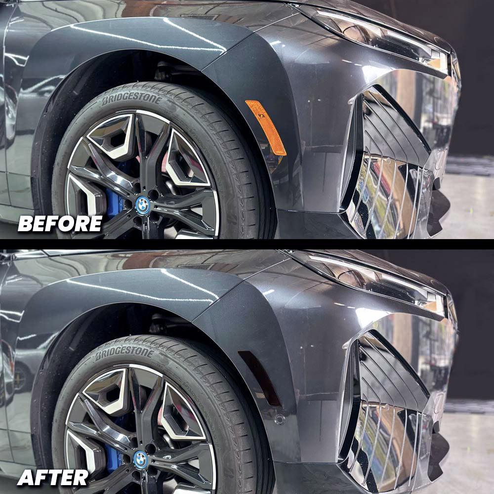 2021-2024 Bmw iX xDrive50 M60 Front Bumper Reflector Pre-Cut Overlay SMOKE BLACKOUT