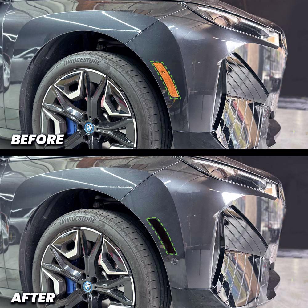 2021-2024 Bmw iX xDrive50 M60 Front Bumper Reflector Pre-Cut Overlay SMOKE BLACKOUT
