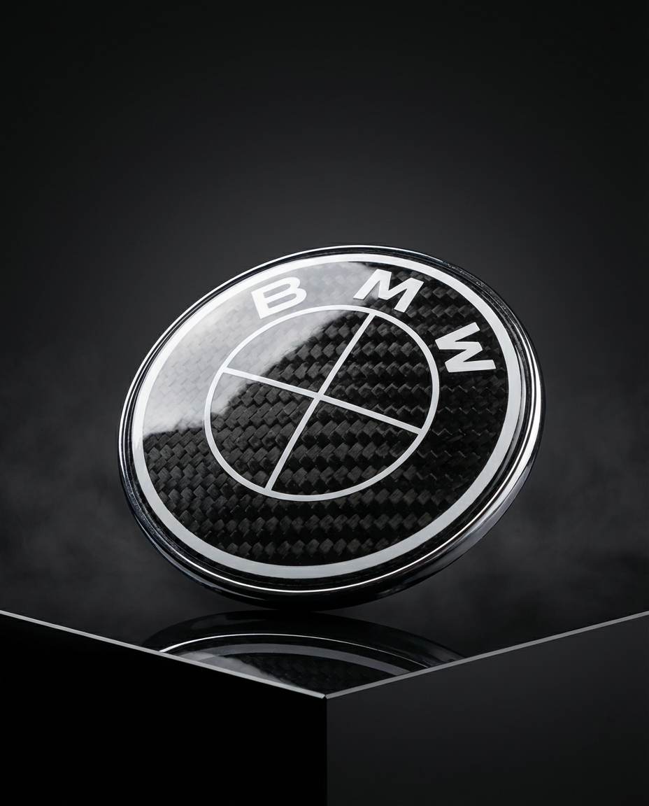 BMW Roundel Emblem Covers - Full Carbon Fiber Black and White Style V2