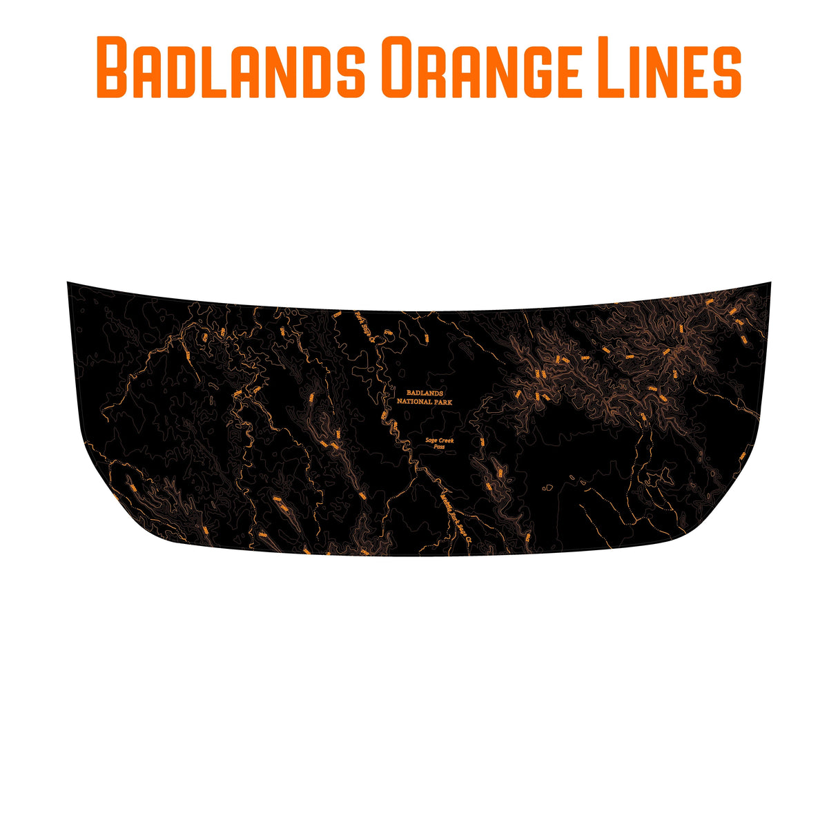 Stealth Black Badlands Topographic Map Hood Overlay (Printed Series) - 2021+ Bronco