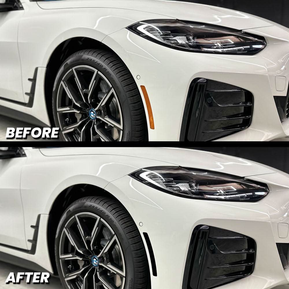 2021-2024 BMW i4 e35 e40 m50 Front Bumper Reflector Pre-Cut Overlay SMOKE BLACKOUT