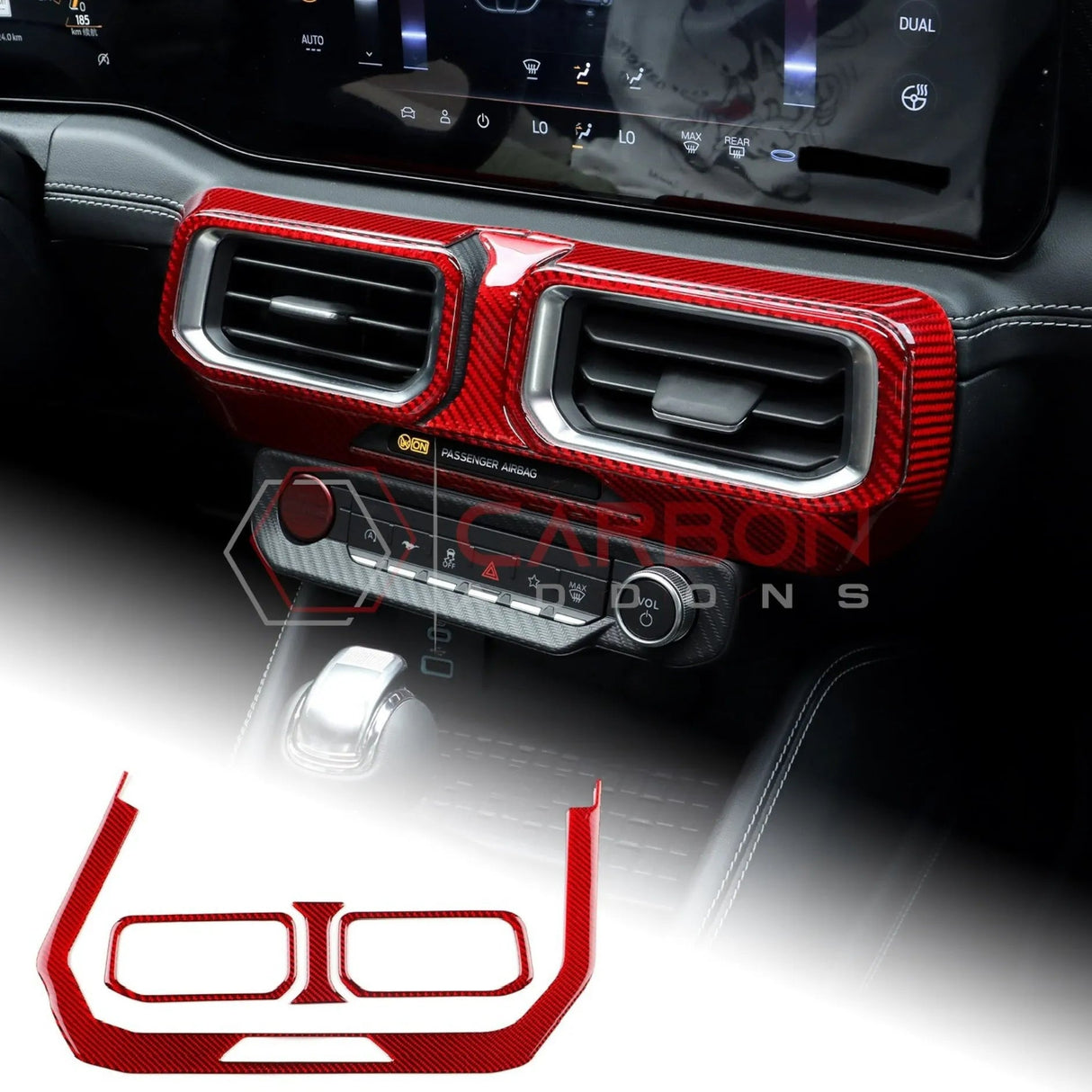2024+ S650 Mustang Real Carbon Fiber Dash Center AC Vents Trim Overlays