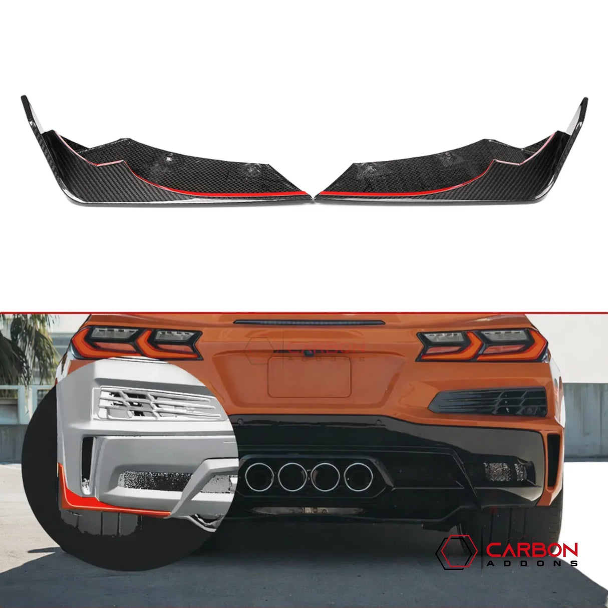 C8 Corvette Z06 / E-Ray Dry Carbon Fiber Rear Diffuser Side Splitter Blades