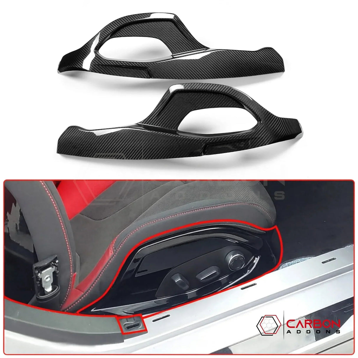 C8 Corvette GT2/GT3 Seat Carbon Fiber Adjustment Button Cover Trim Cover