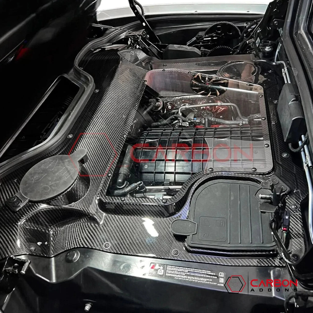 C8 Corvette Convertible (HTC) Carbon Fiber Engine Bay Cover w/ Glass Window | Direct Replacement (2020–2026)