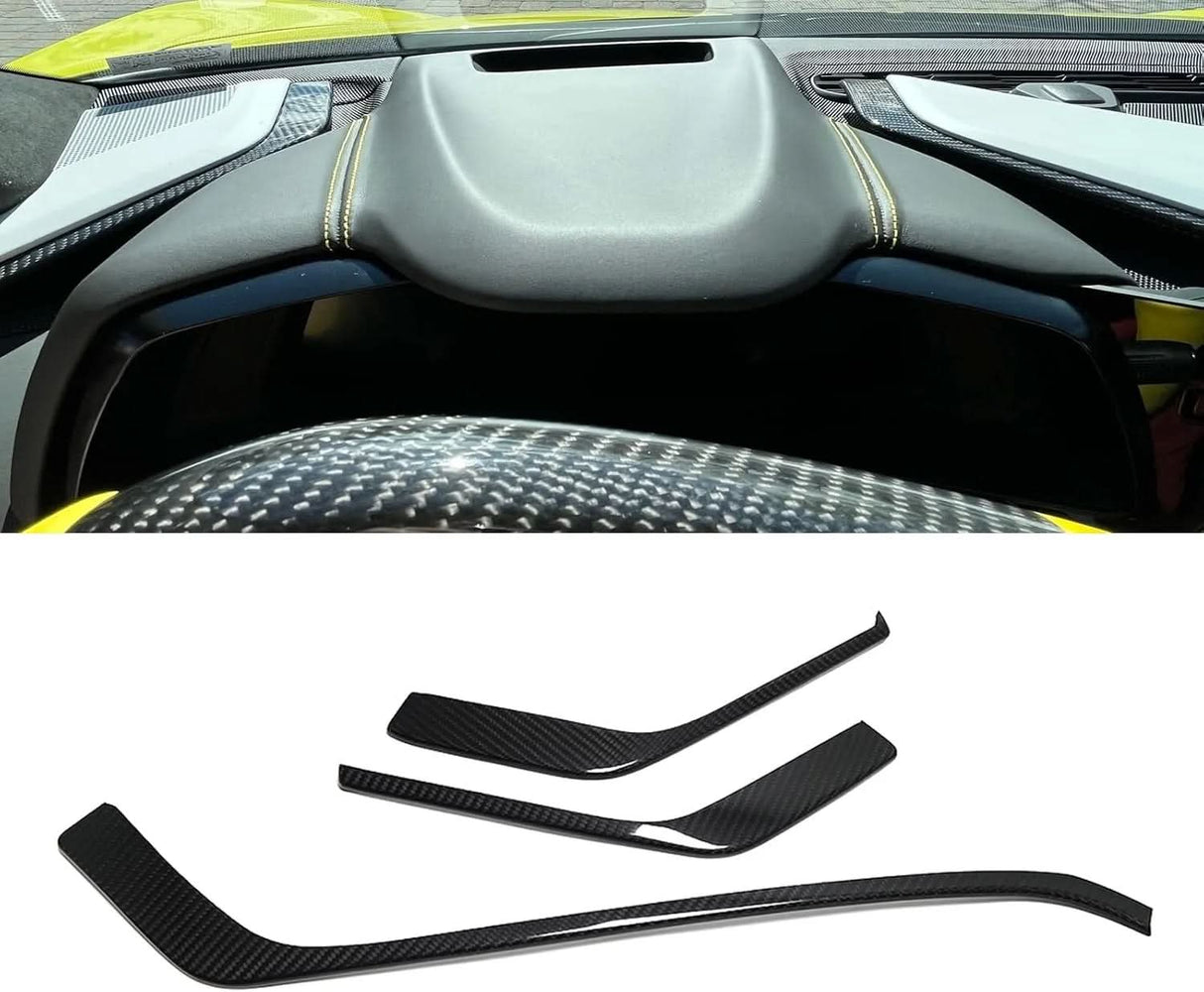 C8 Corvette Real Carbon Fiber Upper Dashboard Trim Covers (3-Piece Set) | (2020–2025)