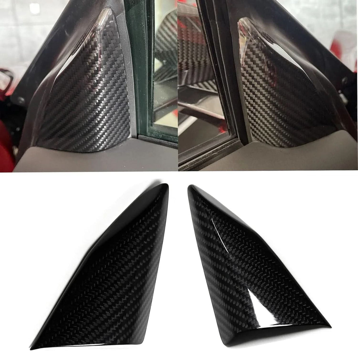 C8 Corvette Real Carbon Fiber Door Window A-Pillar Triangle Trim Covers | Interior Upgrade (2020–2026)