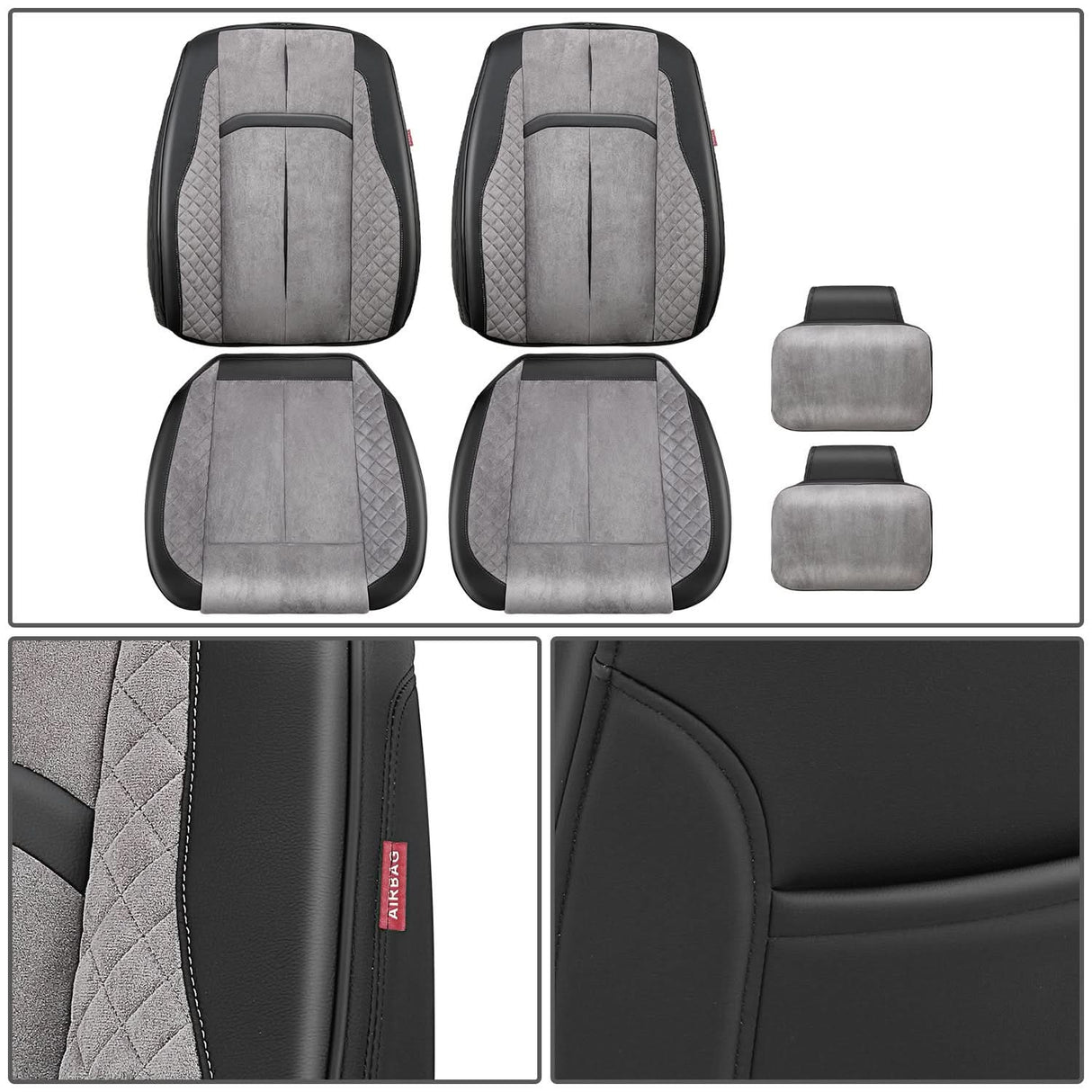 Voris Style Front Row Seat Covers - Black/Grey